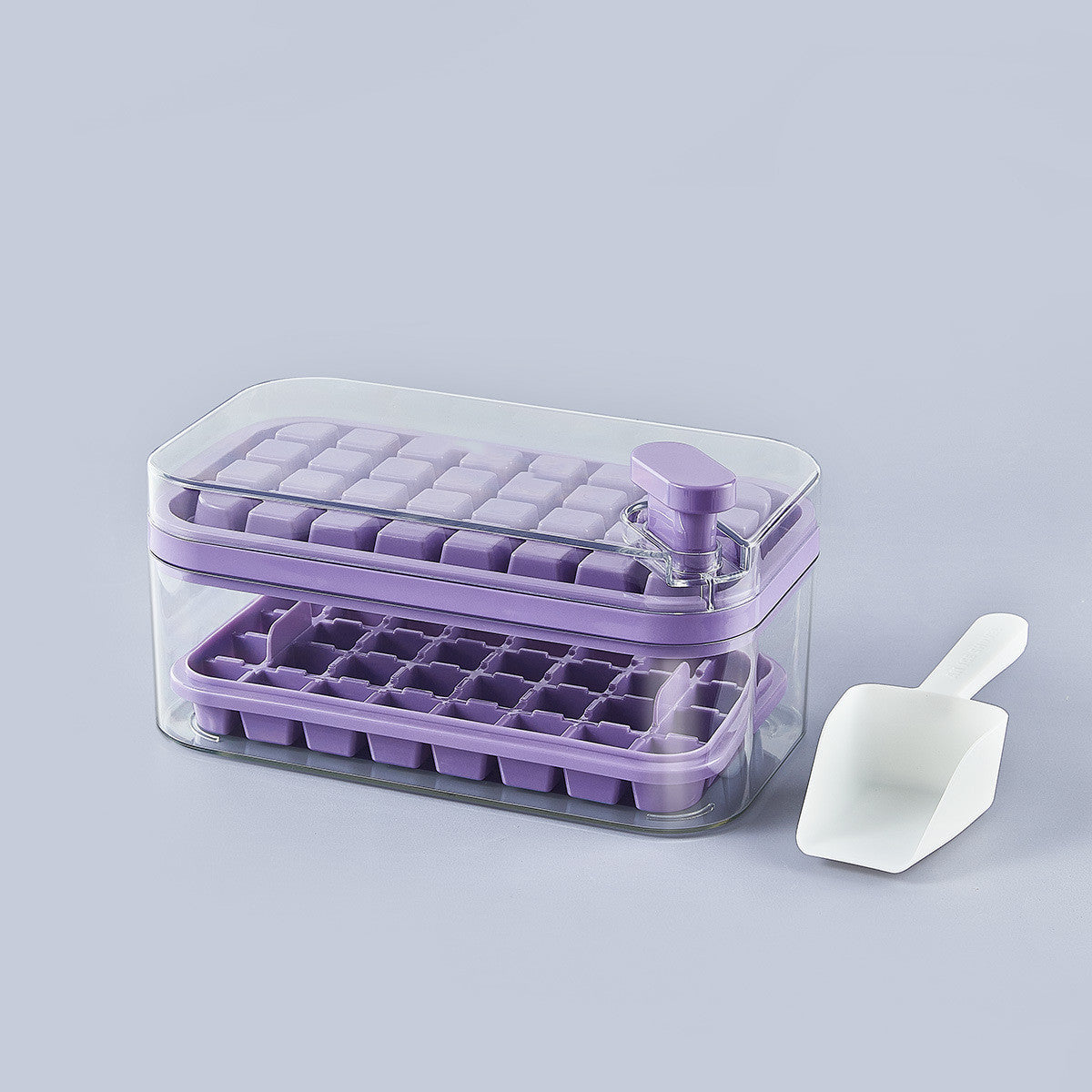 One-Button Press Ice Cube Maker Tray with Lid and Storage Box