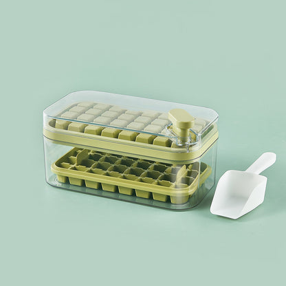 One-Button Press Ice Cube Maker Tray with Lid and Storage Box