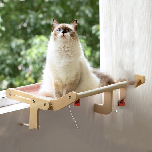 Cat Hanging Bed – Wooden Balcony Window Hammock