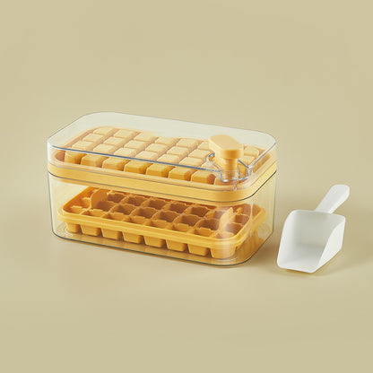 One-Button Press Ice Cube Maker Tray with Lid and Storage Box