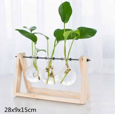 Creative Wooden Glass Bottle Plant Vase