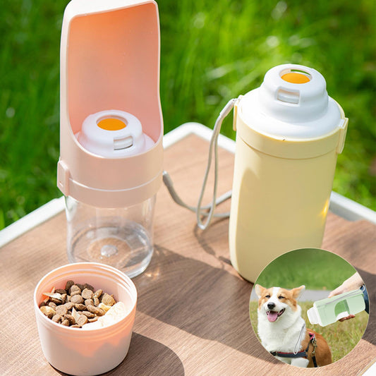 All-in-One Travel Pet Water Bottle & Feeder