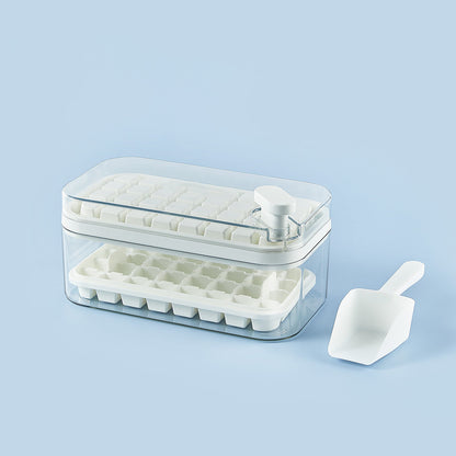 One-Button Press Ice Cube Maker Tray with Lid and Storage Box